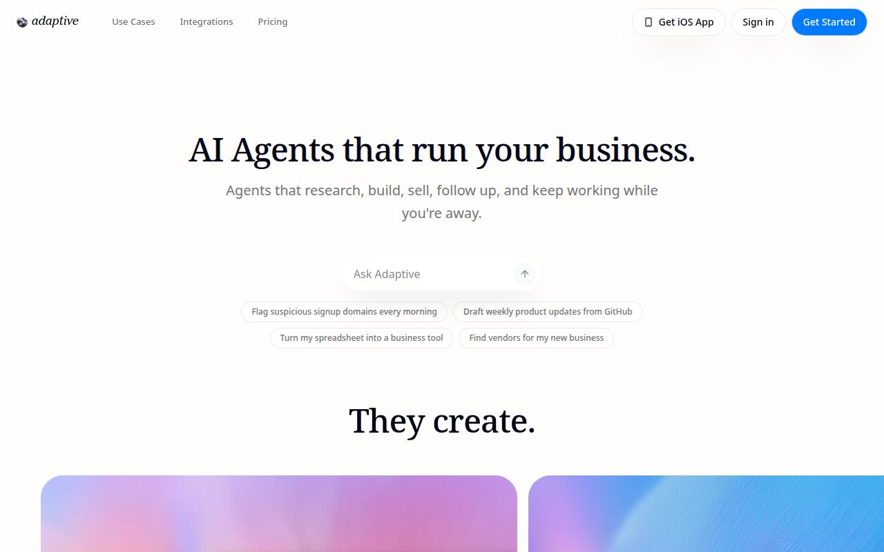 Screenshot of Adaptive Computer (adaptive.ai) — Building a computer that's actually personal