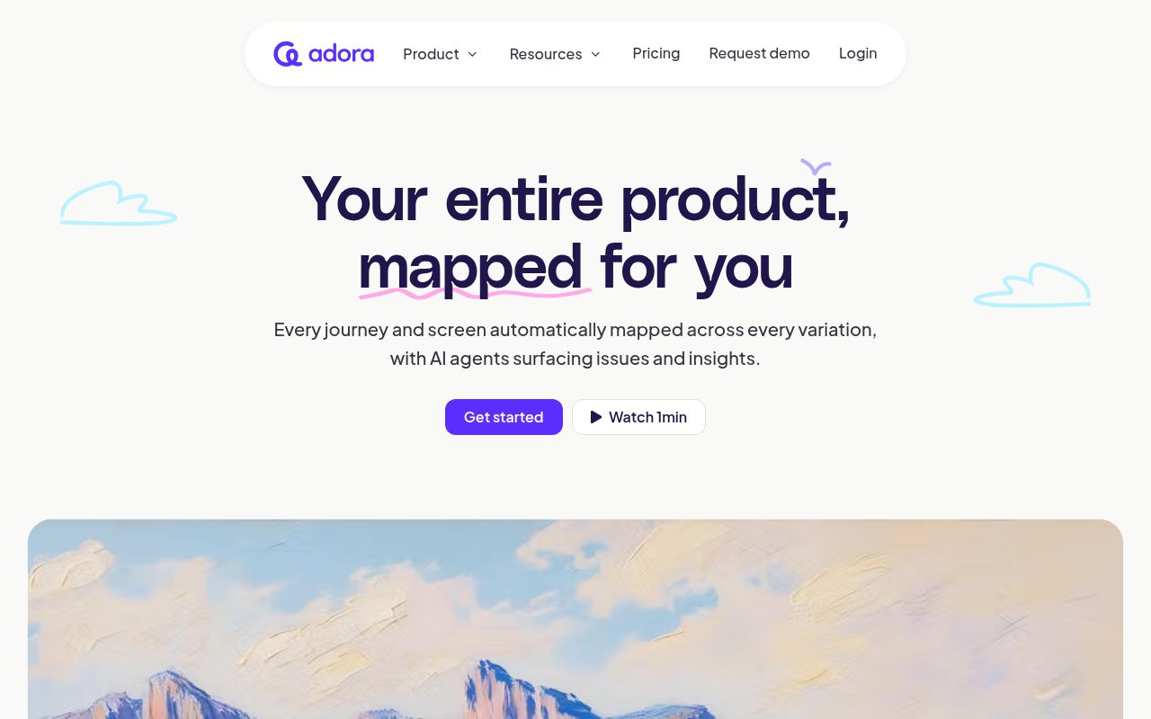 Screenshot of Adora (adora.so) — Visualize your product experience