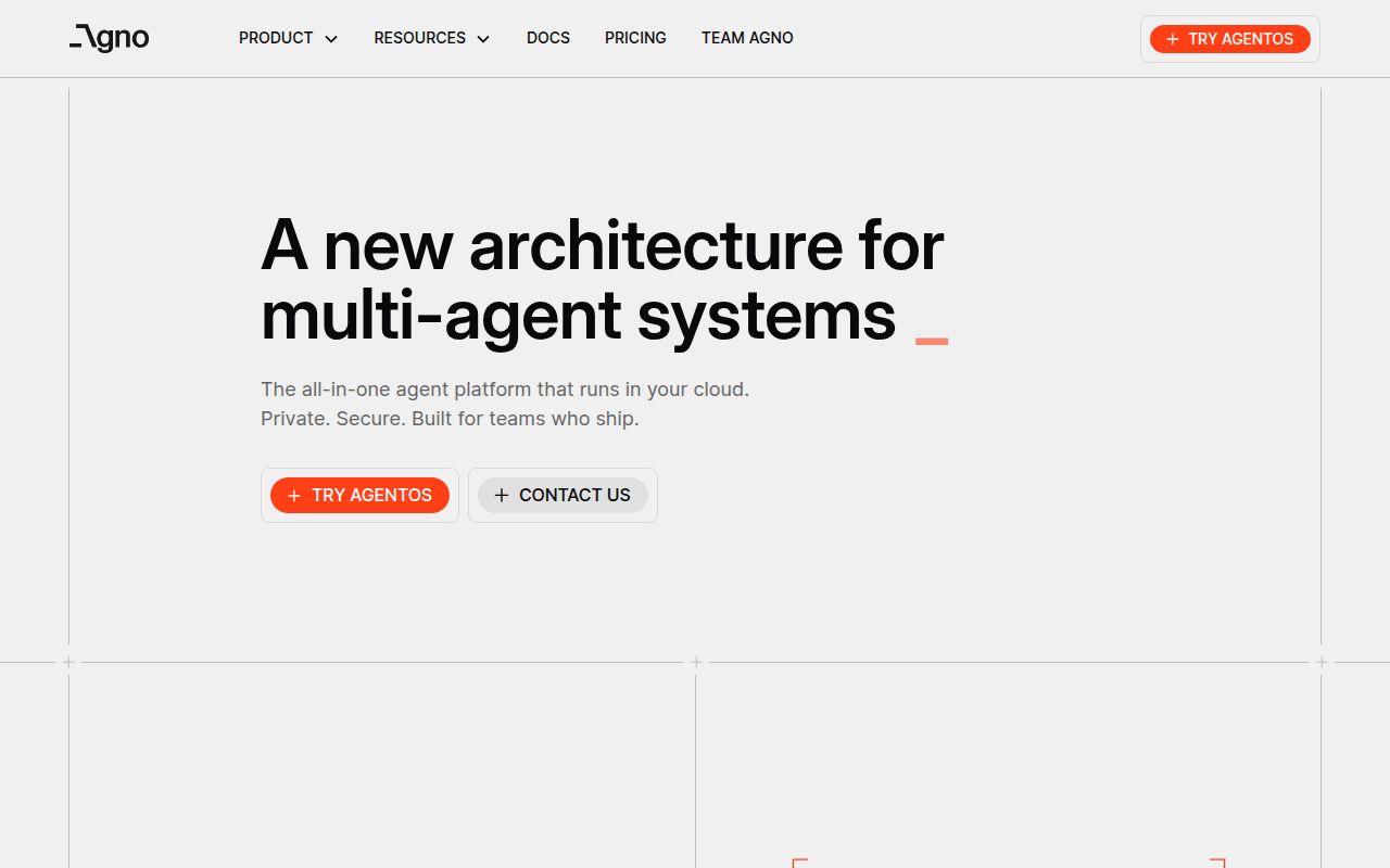 Screenshot of Agno (agno.com) — Lightweight library for building multimodal agents