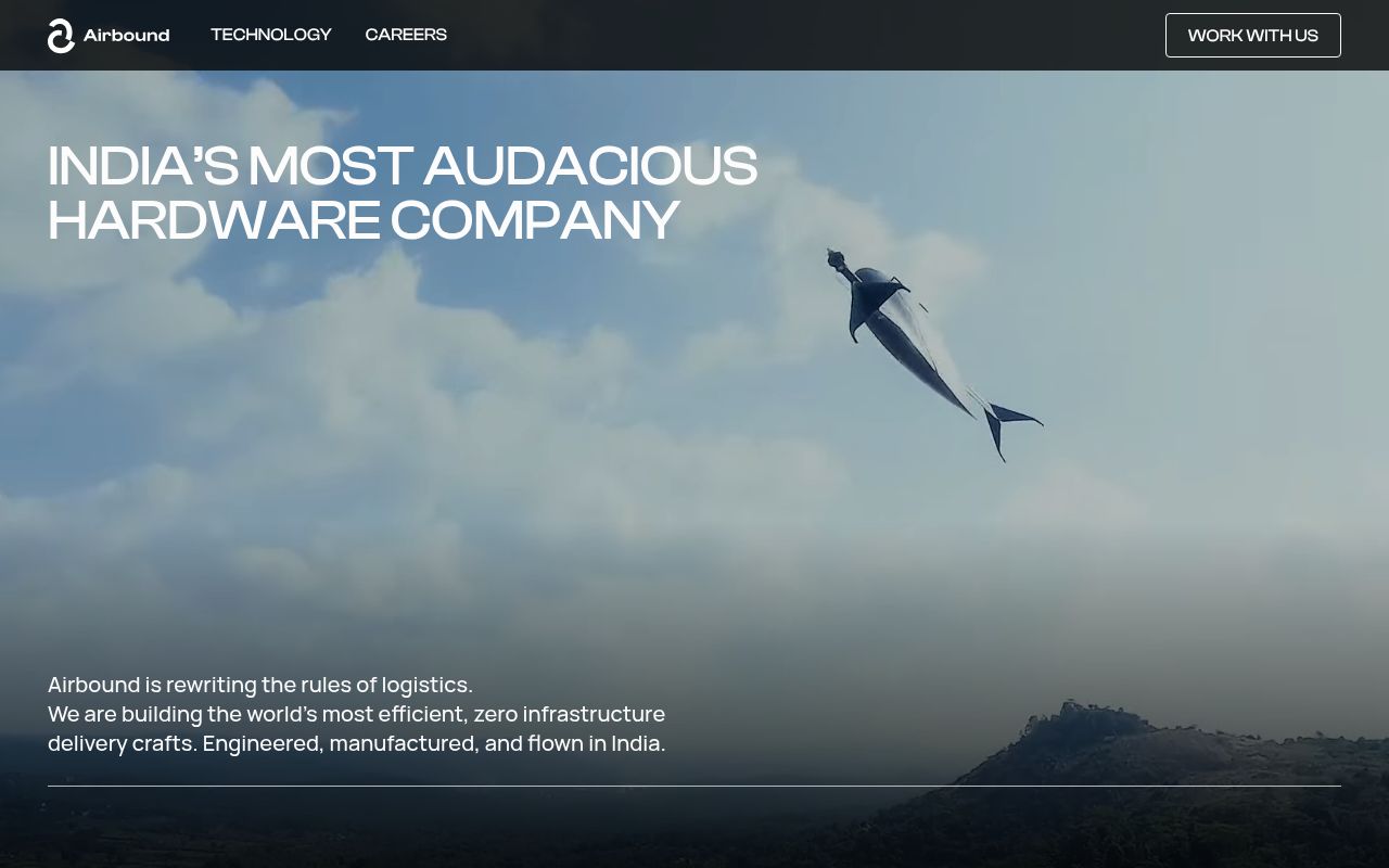Screenshot of Airbound (airbound.com) — The world's most efficient delivery drones