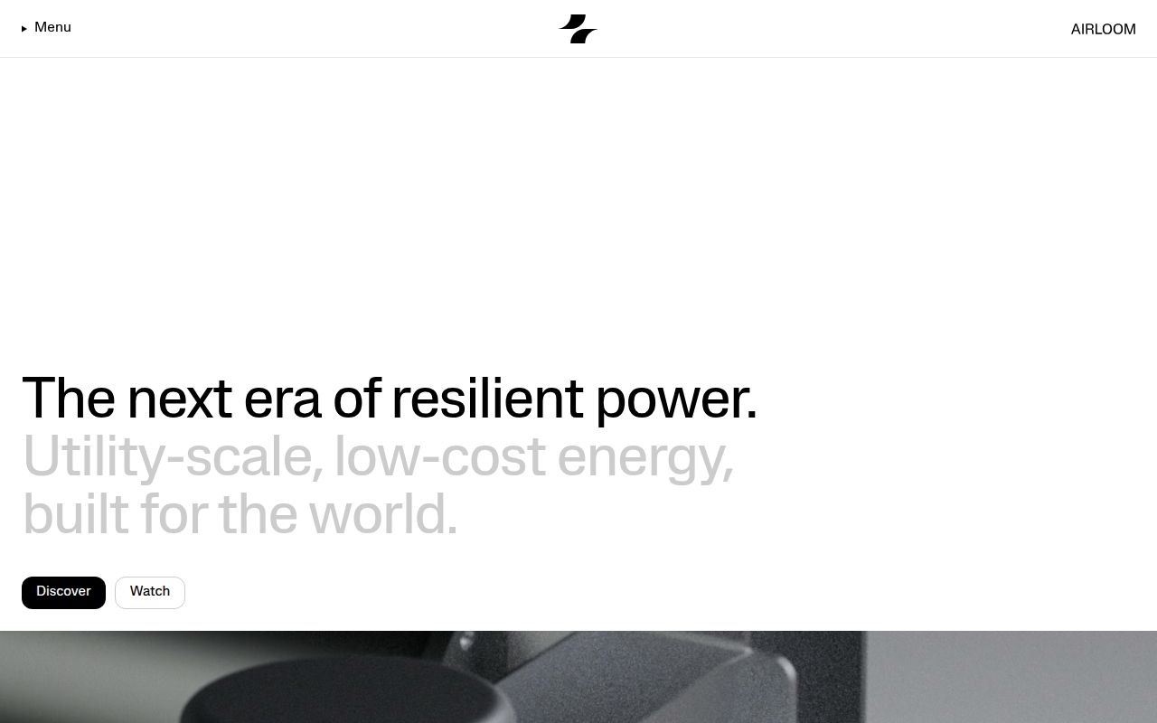 Screenshot of Airloom (airloom.energy) — The next era of wind power