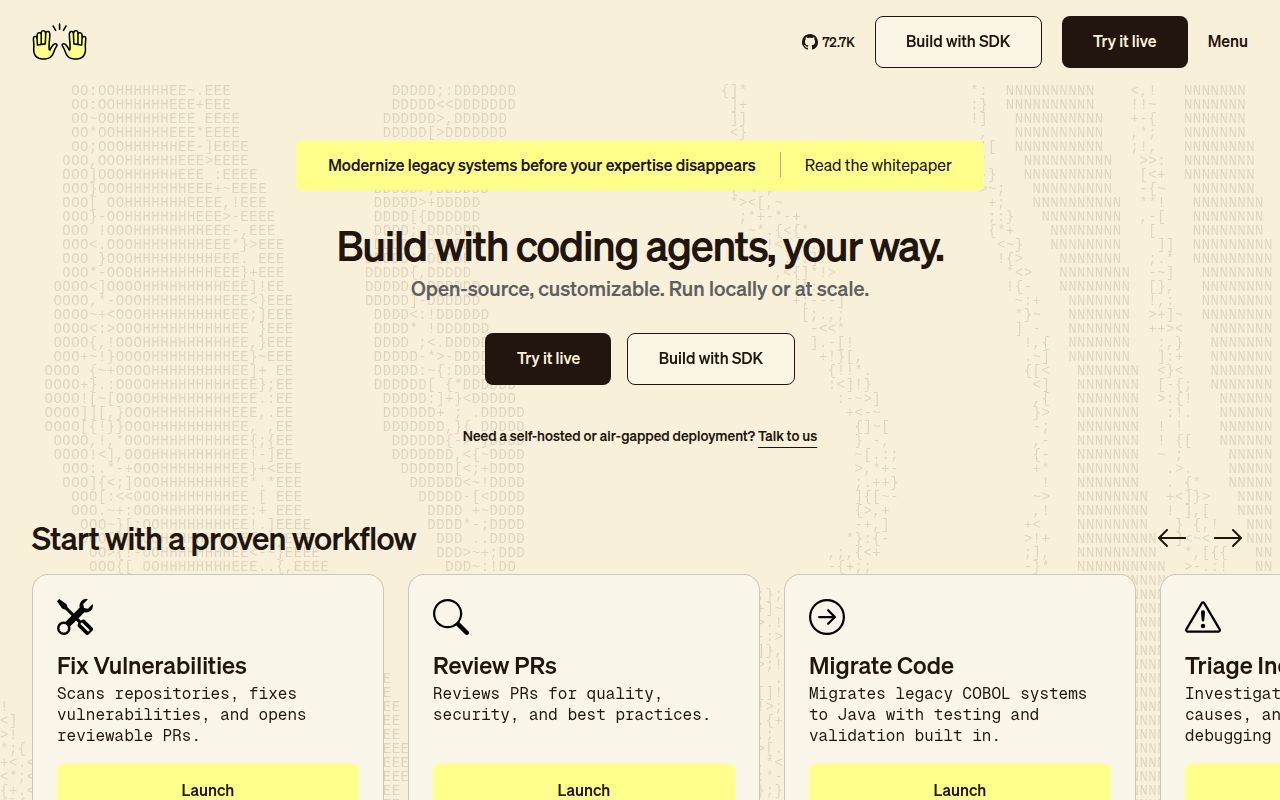 Screenshot of OpenHands (all-hands.dev) — Open source agents for developers