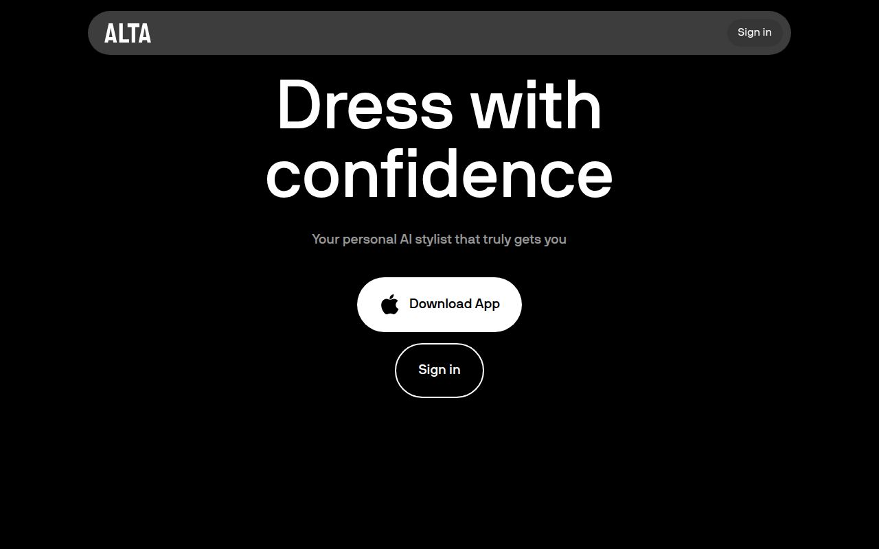 Screenshot of Alta (altadaily.com) — Your personal AI stylist