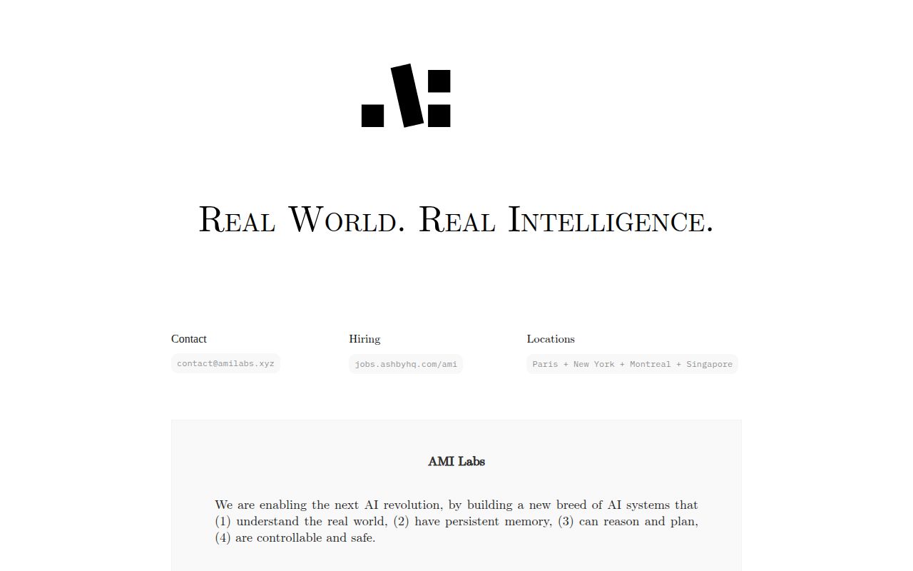 Screenshot of AMI Labs (amilabs.xyz) — AMI Labs