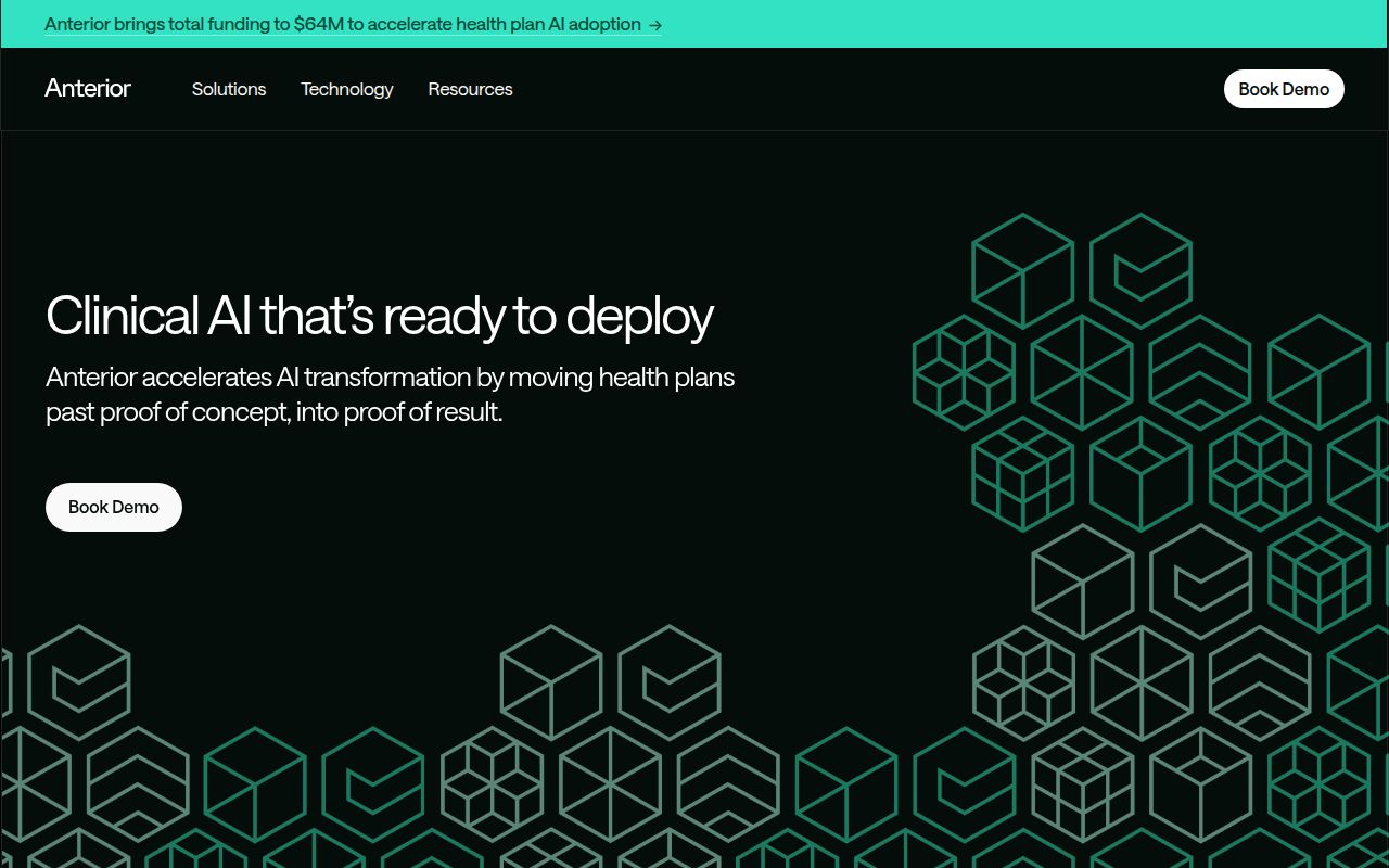 Screenshot of Anterior (anterior.com) — Lead your health plan into the future