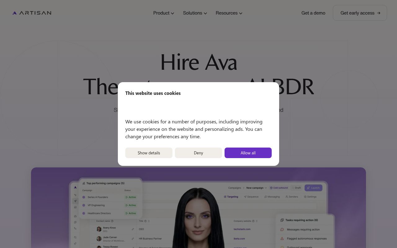 Screenshot of Artisan (artisan.co) — Artisan