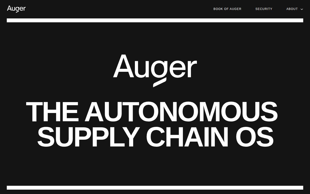 Screenshot of Auger (auger.com) — Revolutionizing the global supply chain