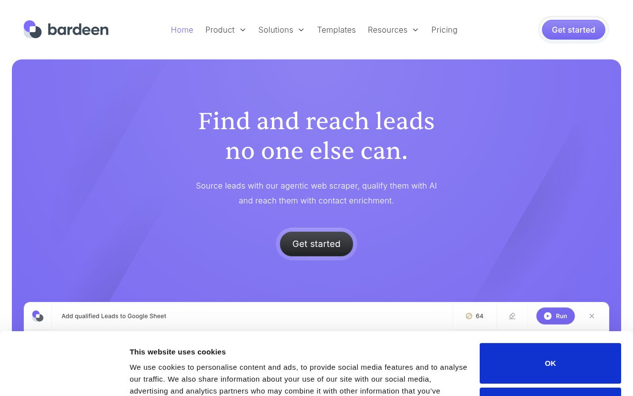 Screenshot of Bardeen (bardeen.ai) — Bardeen
