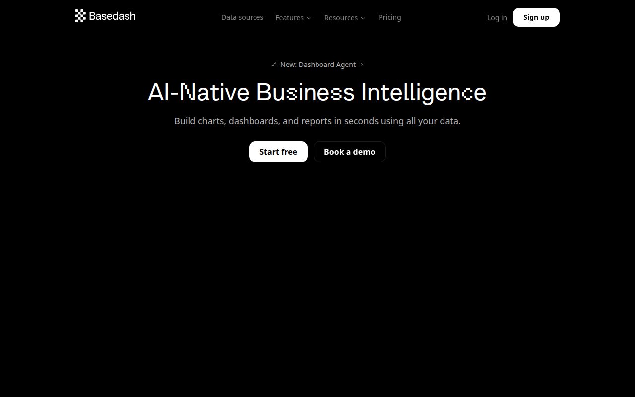 Screenshot of Basedash (basedash.com) — The AI-native business intelligence platform