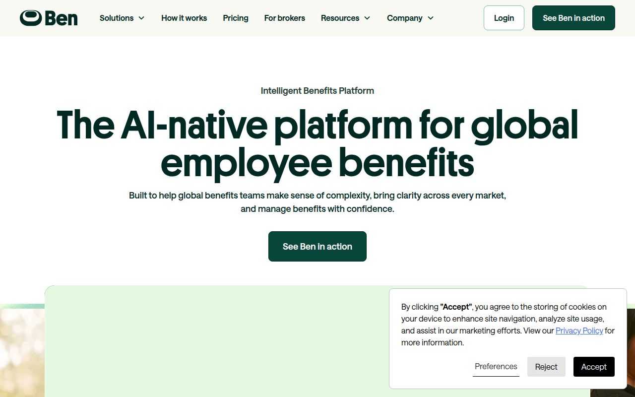 Screenshot of Ben (thanksben.com) — Make benefits work for everyone, everywhere