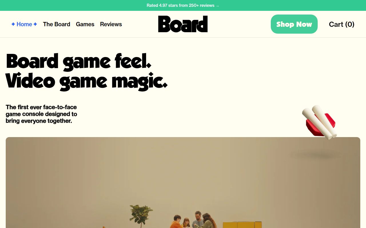 Screenshot of Board (board.fun) — The first face-to-face game console