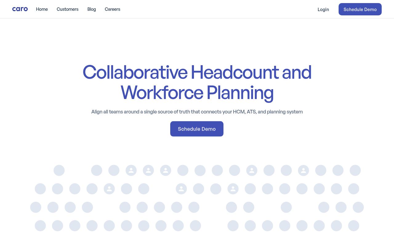 Screenshot of Caro (carohq.com) — Collaborative headcount and workforce planning