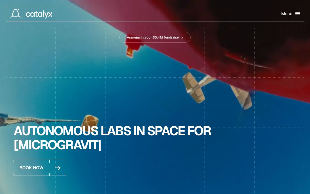 Screenshot of Catalyx Space (catalyx.space) — Providing AWS for in-space infrastructure
