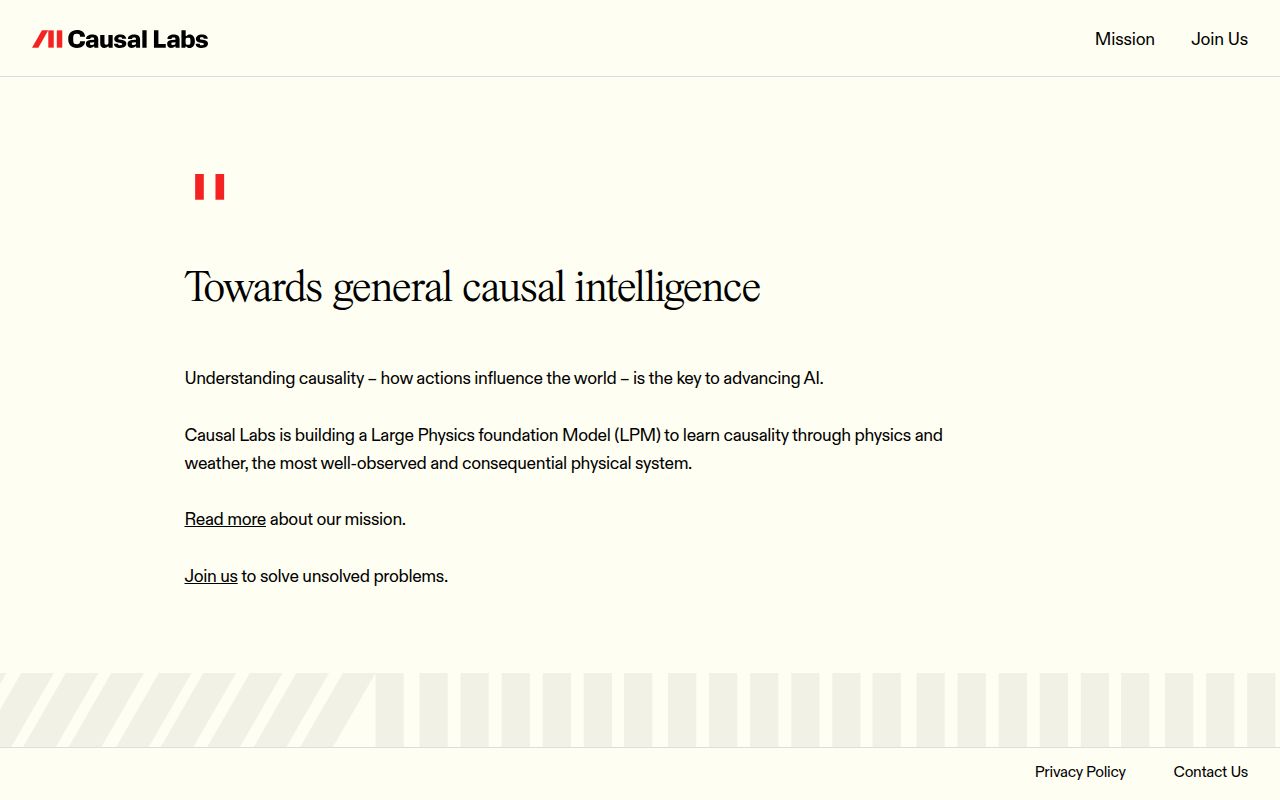 Screenshot of Causal Labs (getcausal.ai) — AI physics models to predict and control the weather