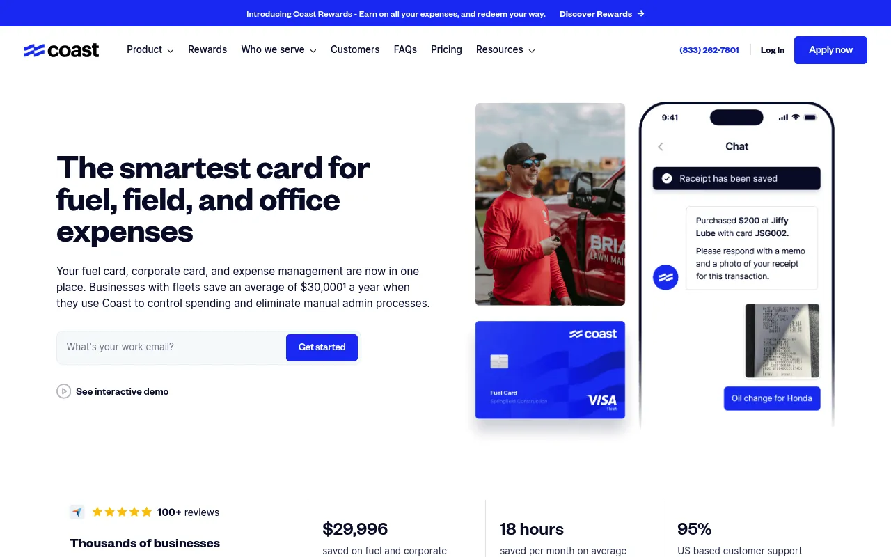 Screenshot of Coast (coastpay.com) — Fuel and fleet payments made easy