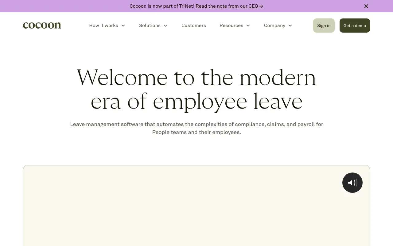 Screenshot of Cocoon (cocoon.com) — Employee leave software for the modern era