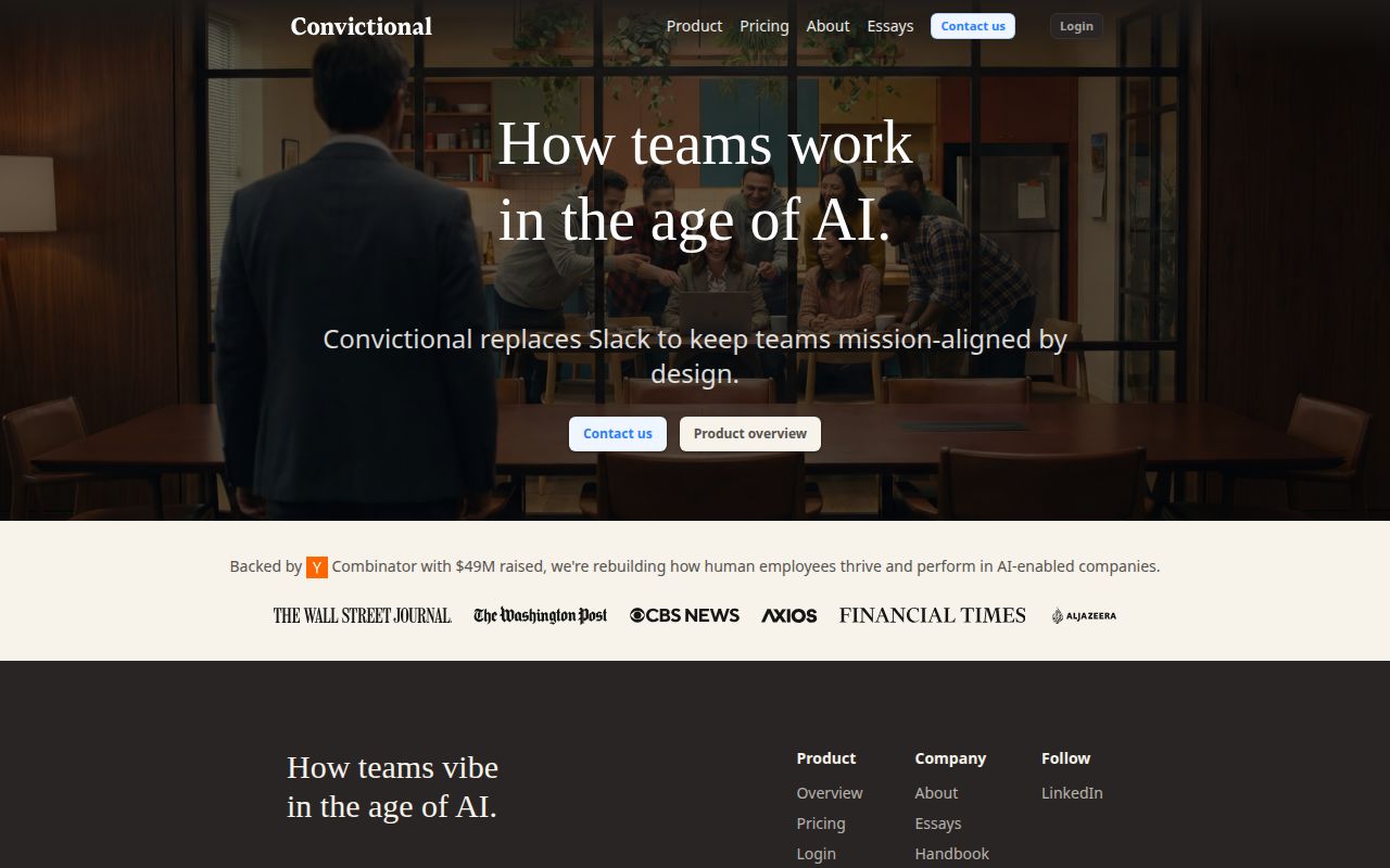 Screenshot of Convictional (convictional.com) — Reinventing business operations