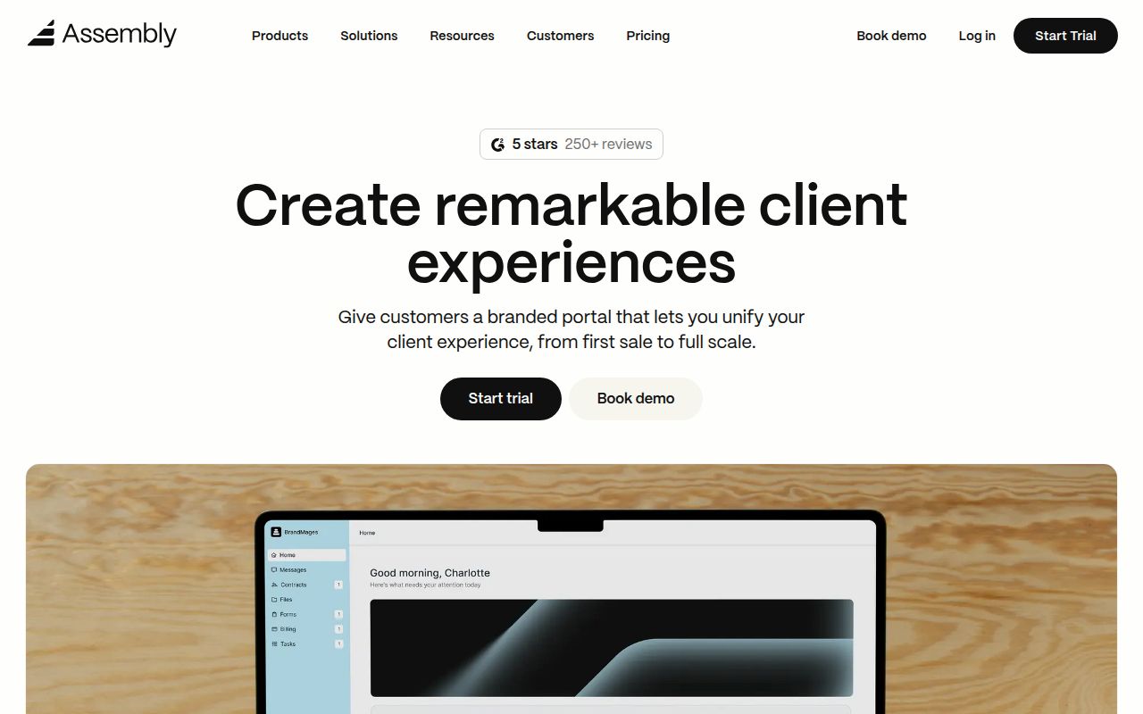 Screenshot of Assembly (assembly.com) — Create remarkable client experiences