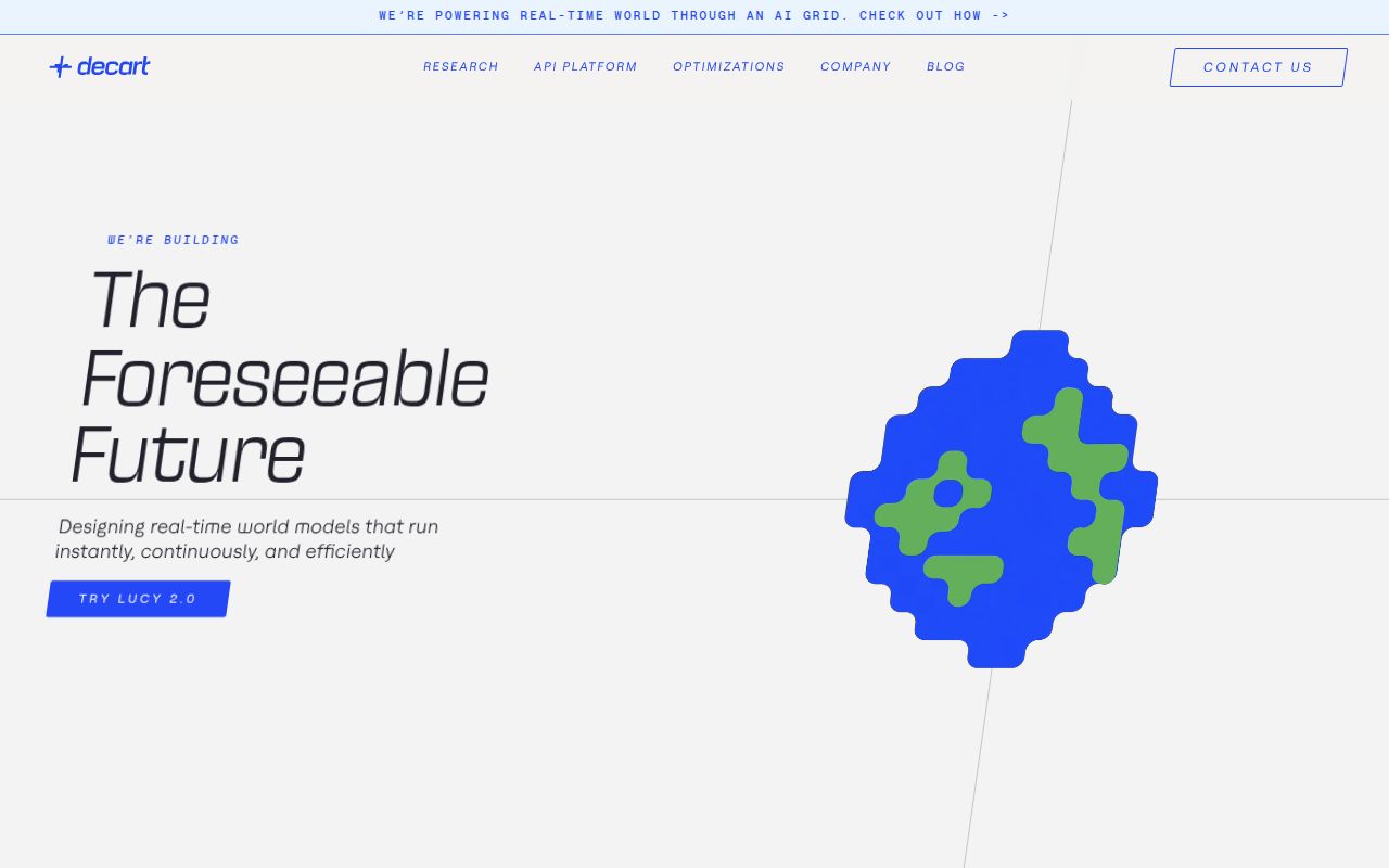 Screenshot of Decart (decart.ai) — A new era of real-time generative experiences
