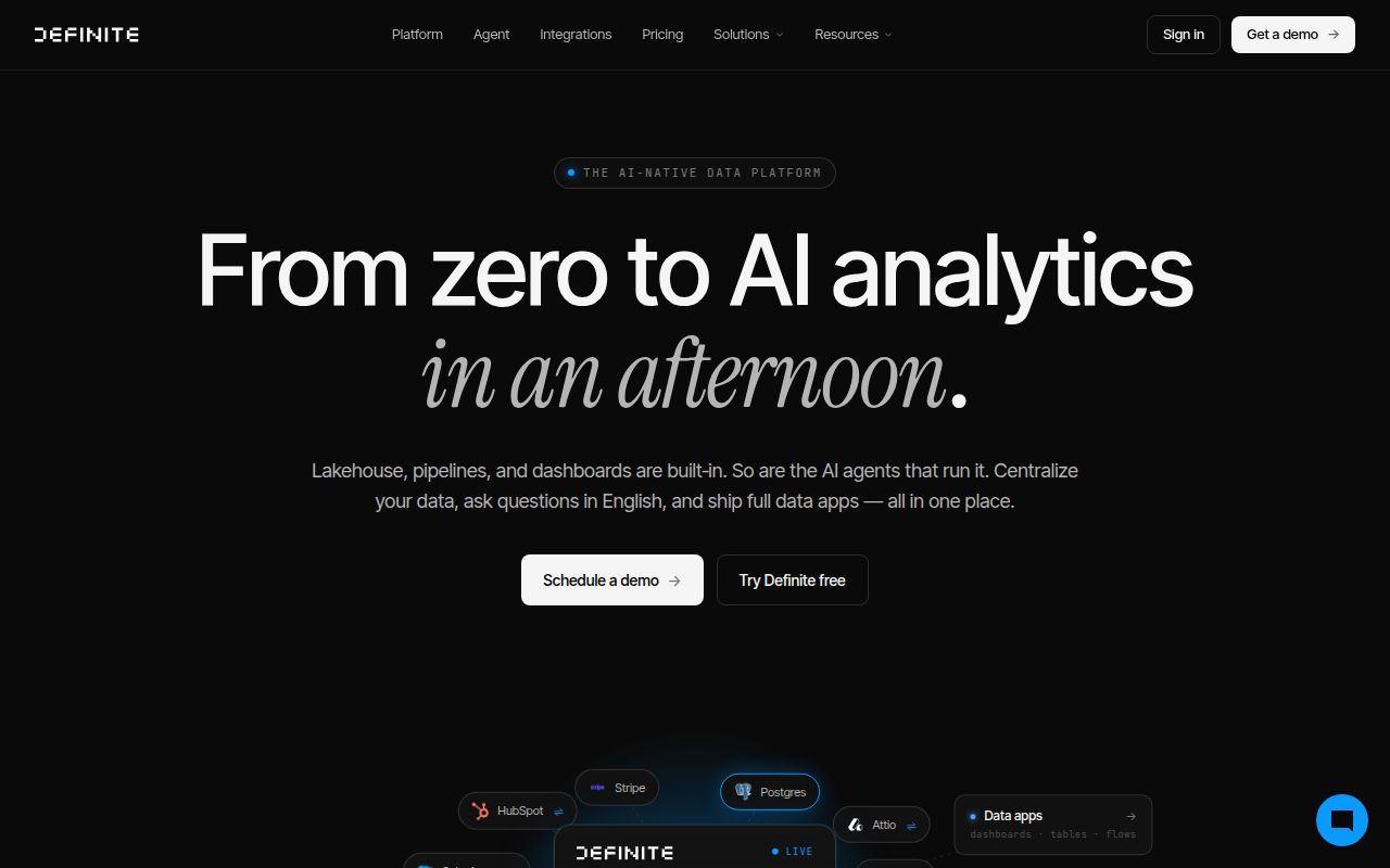 Screenshot of Definite (definite.app) — All-in-one analytics