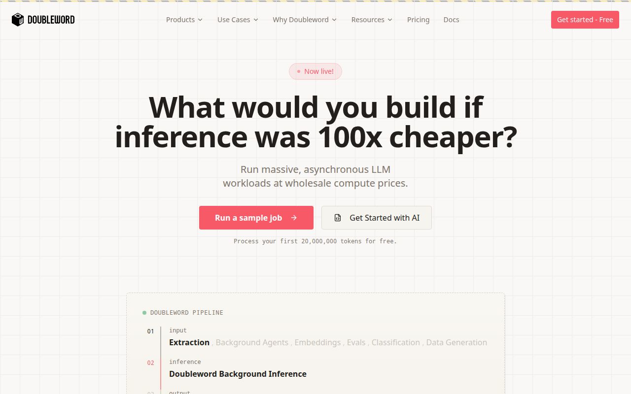 Screenshot of Doubleword (doubleword.ai) — InferenceOps platform