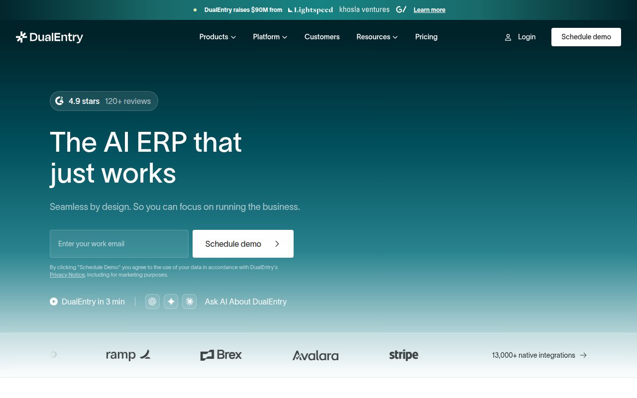 Screenshot of DualEntry (dualentry.com) — Automated accounting suite
