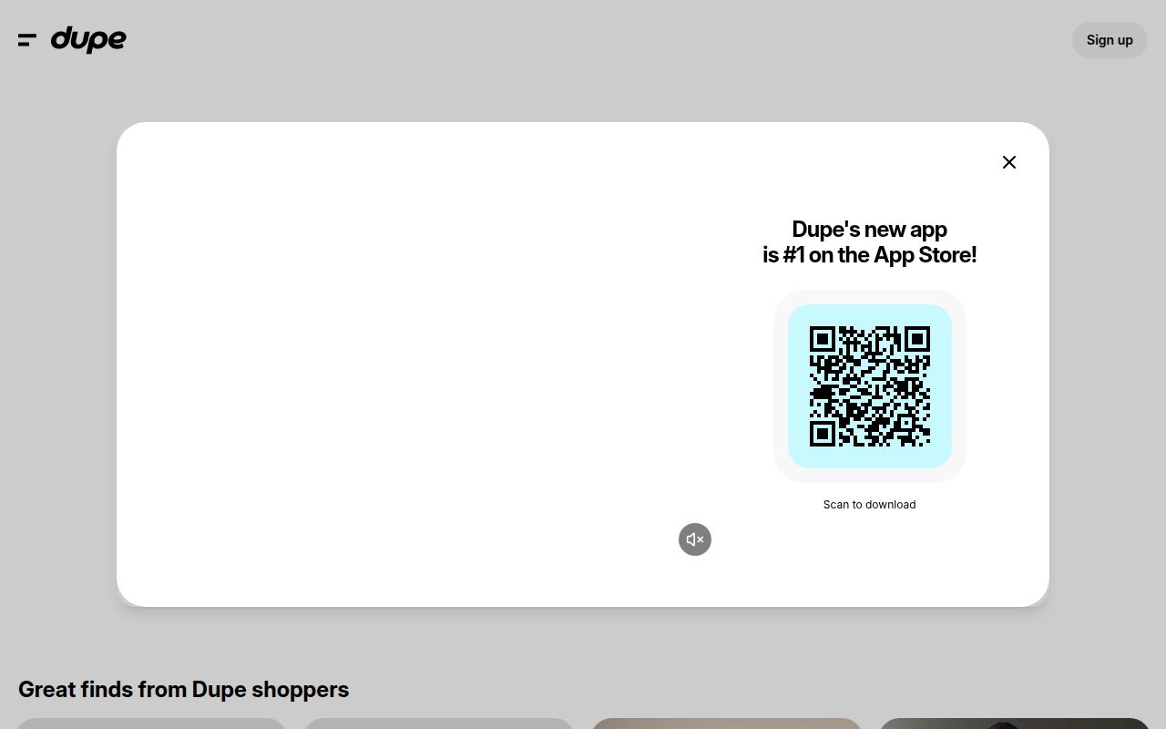 Screenshot of Dupe (dupe.com) — Find similar products for less