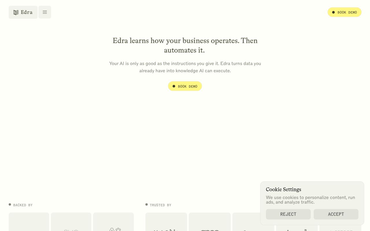 Screenshot of Edra (edra.ai) — Building agents that reverse engineer process