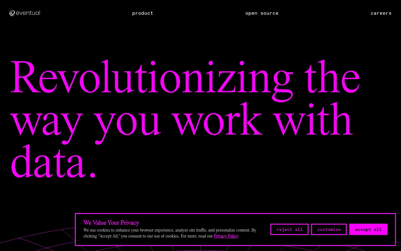 Screenshot of Eventual (eventual.ai) — Creators of Daft