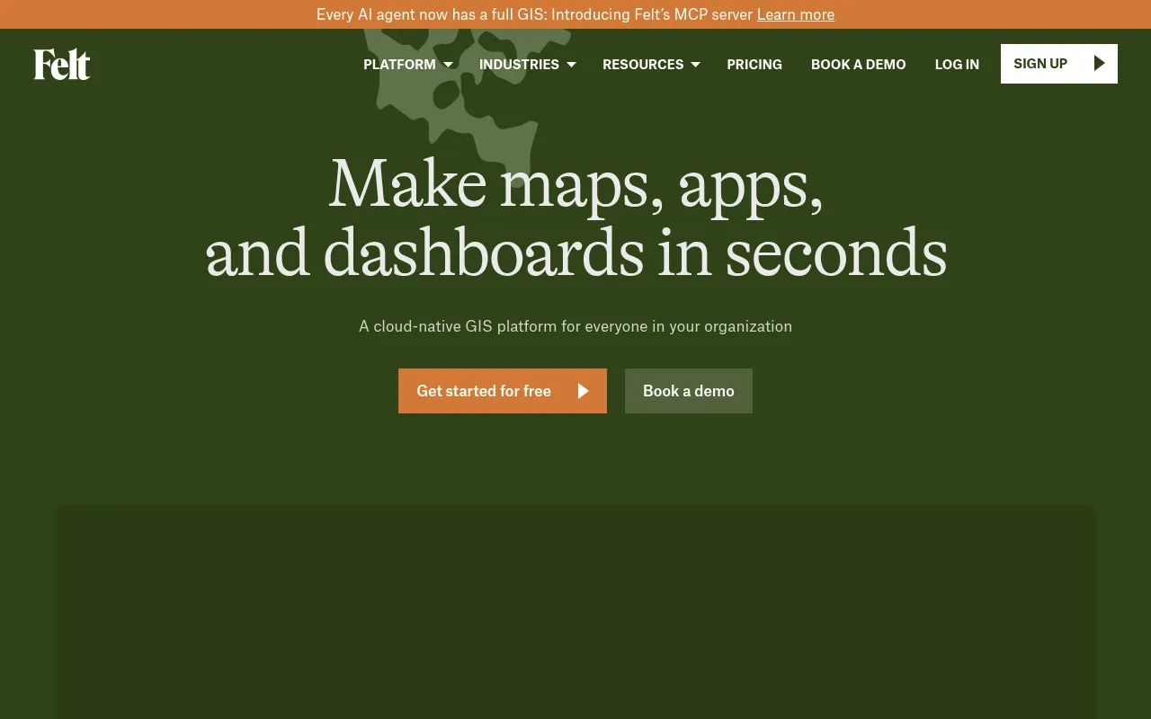 Screenshot of Felt (felt.com) — A better way to make maps