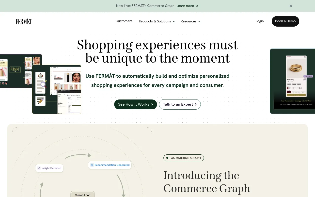 Screenshot of FERMÀT (fermatcommerce.com) — Tailor every touchpoint