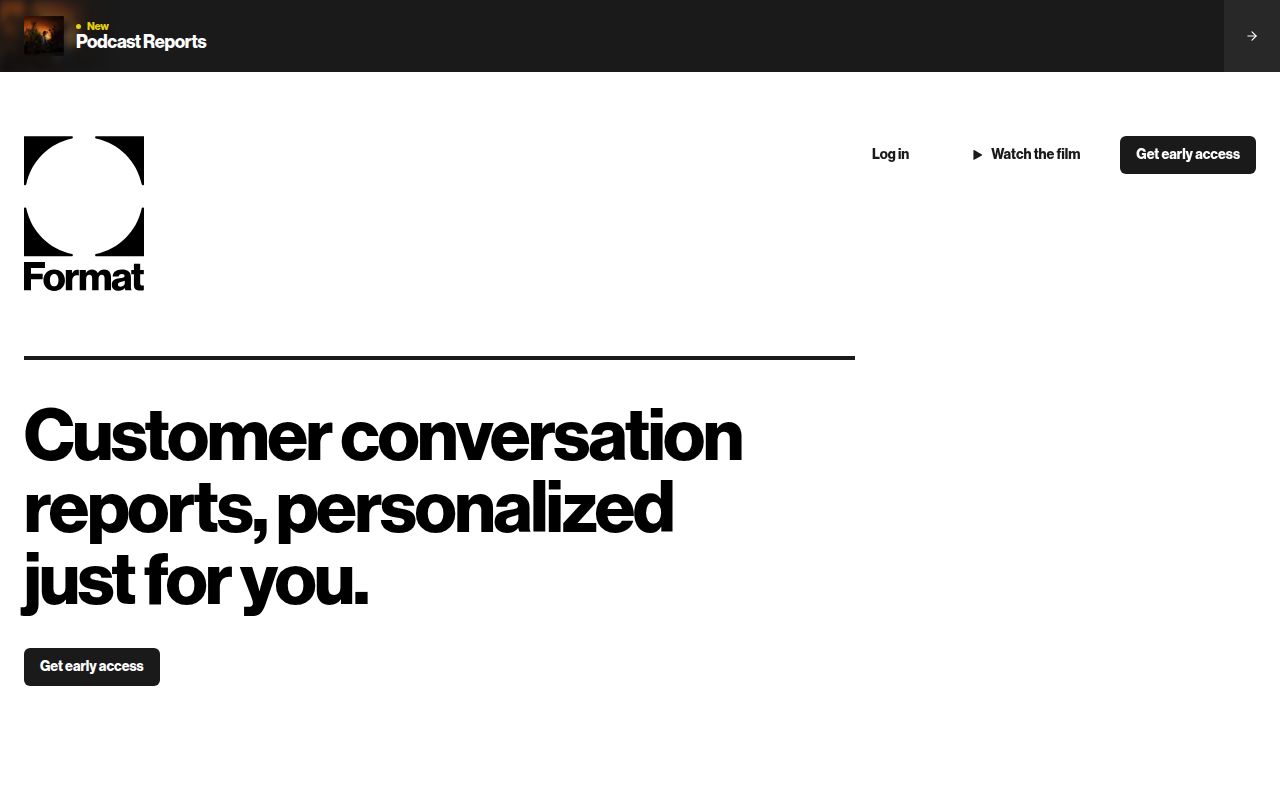 Screenshot of Format (useformat.ai) — 15-min weekly customer reports
