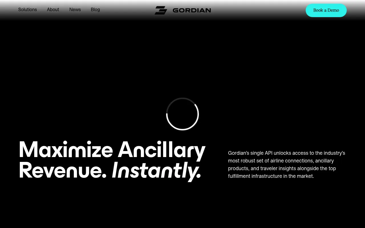 Screenshot of Gordian Software (gordiansoftware.com) — Removing friction from travel