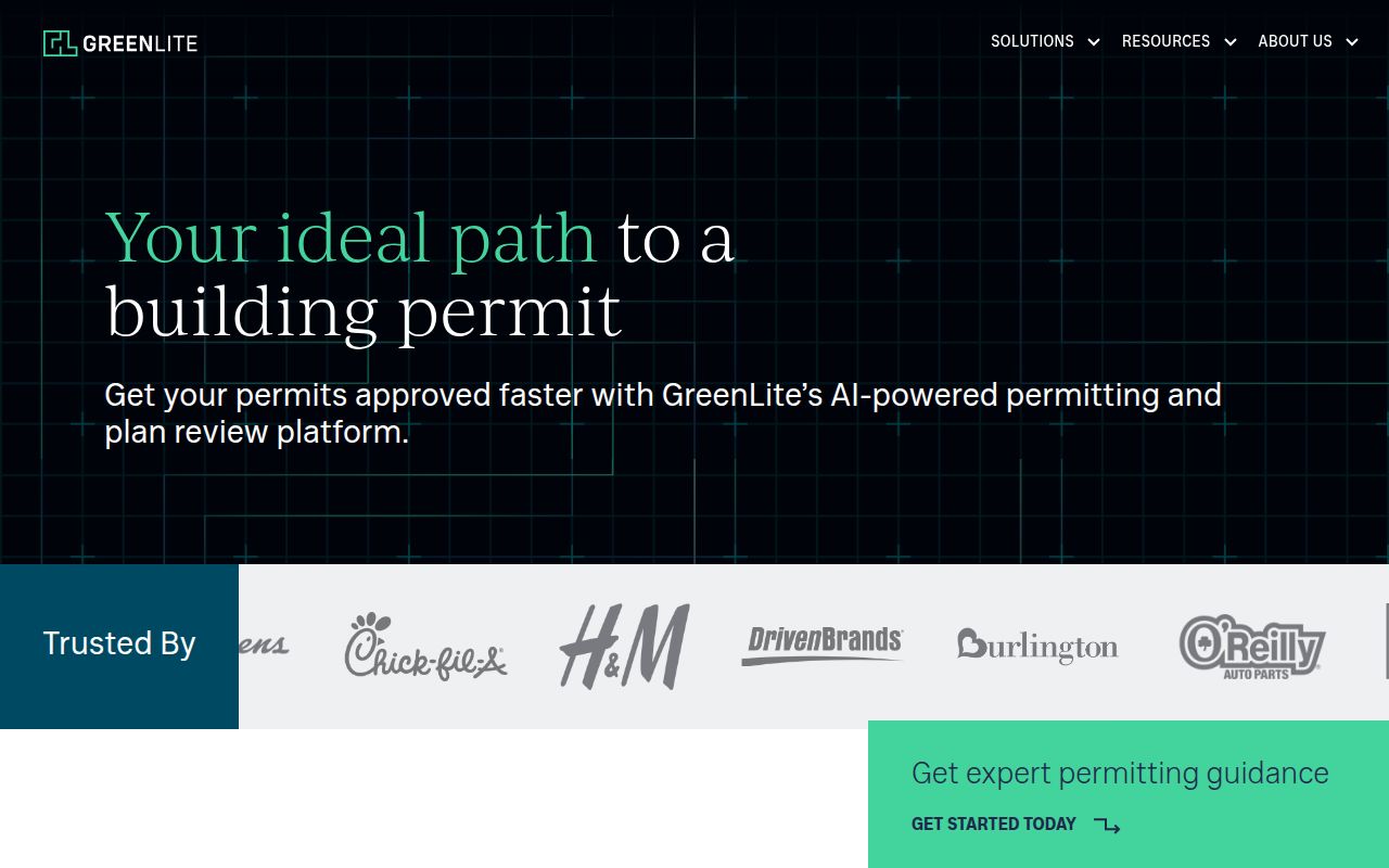 Screenshot of GreenLite (greenlite.com) — Automating construction permitting