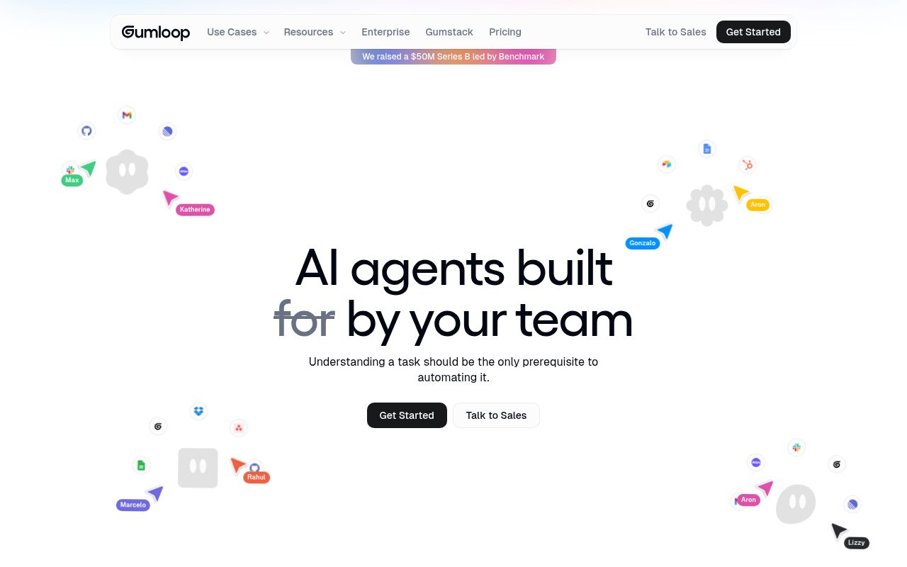 Screenshot of Gumloop (gumloop.com) — Automate any workflow with AI