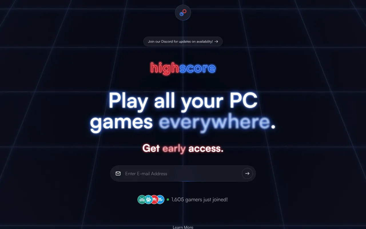 Screenshot of Highscore (highscore.com) — Play any PC game on any device