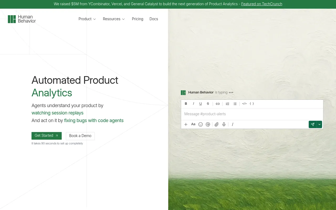 Screenshot of Human Behavior (humanbehavior.co) — Behavioral analytics platform