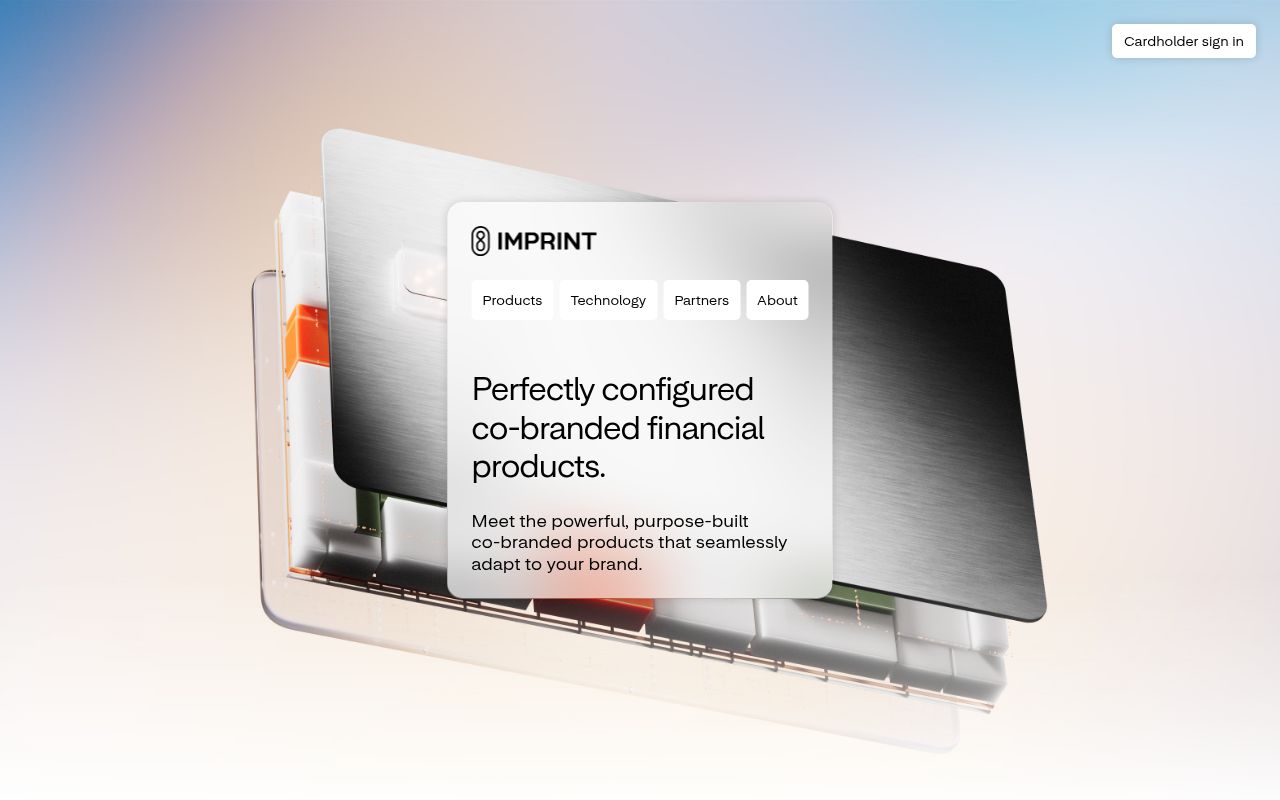 Screenshot of Imprint (imprint.co) — Co-branded financial products
