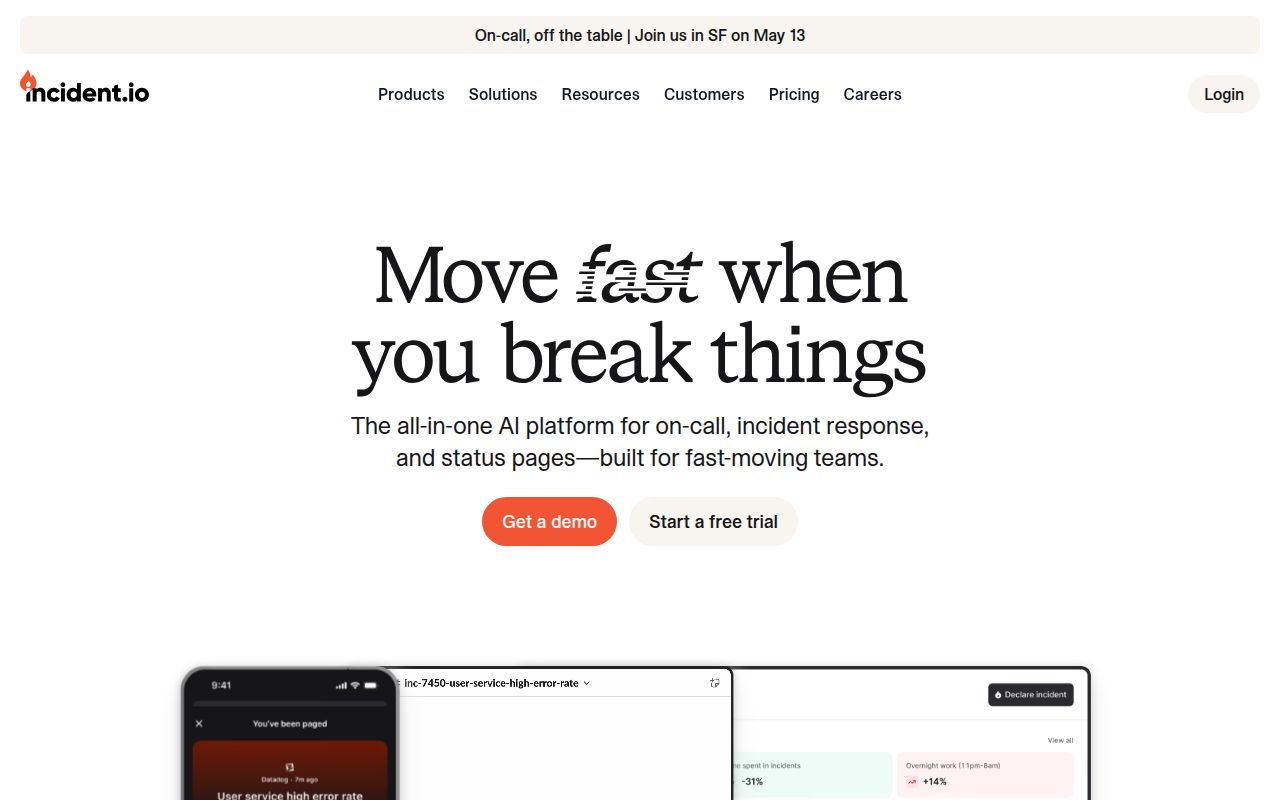 Screenshot of incident.io (incident.io) — Incident management platform