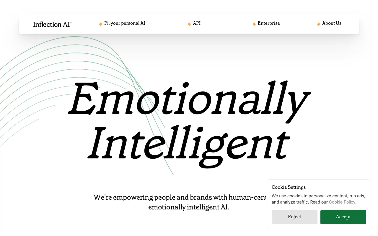Screenshot of Inflection AI (inflection.ai) — Enterprise AI that works for you