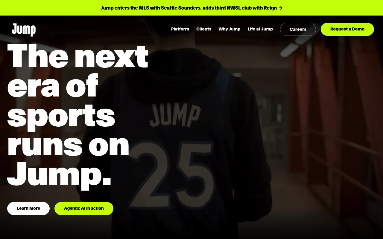 Screenshot of Jump (jump.com) — The unified fan experience platform