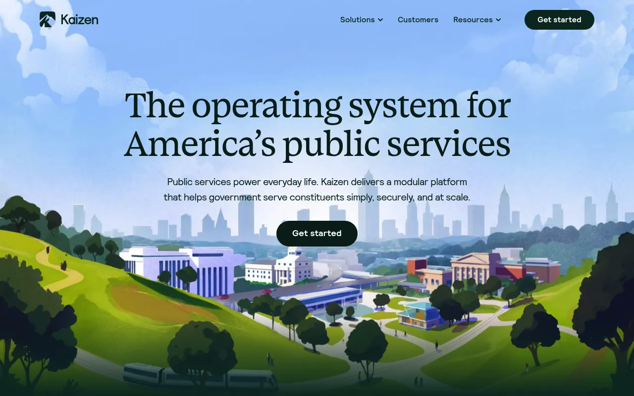 Screenshot of Kaizen (kaizenlabs.com) — Software for America's public services