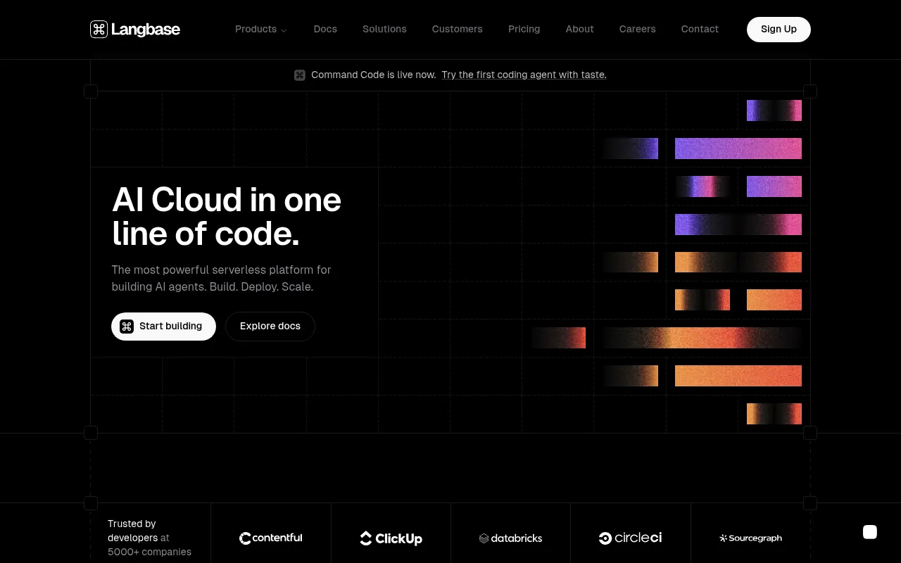 Screenshot of Langbase (langbase.com) — Serverless AI developer platform