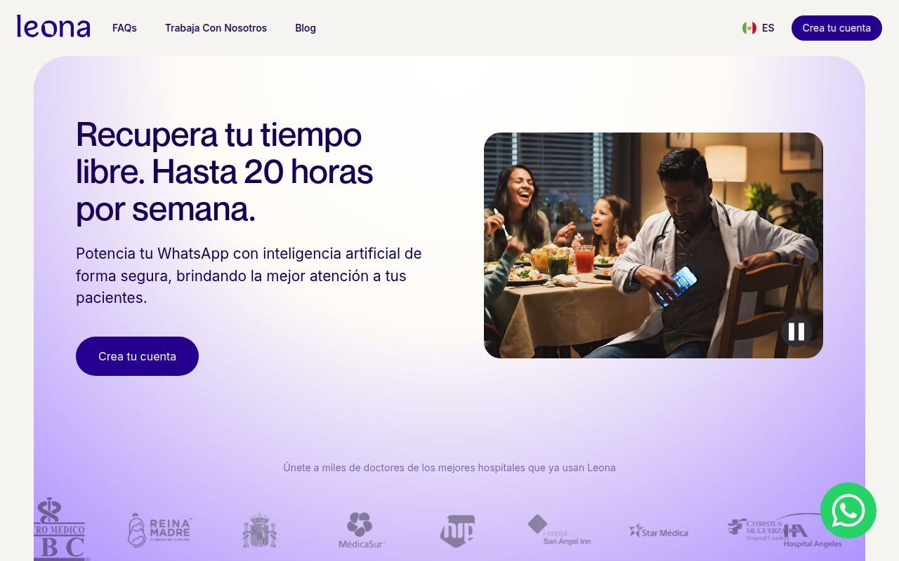 Screenshot of Leona (leona.health) — Scaling human connection in healthcare