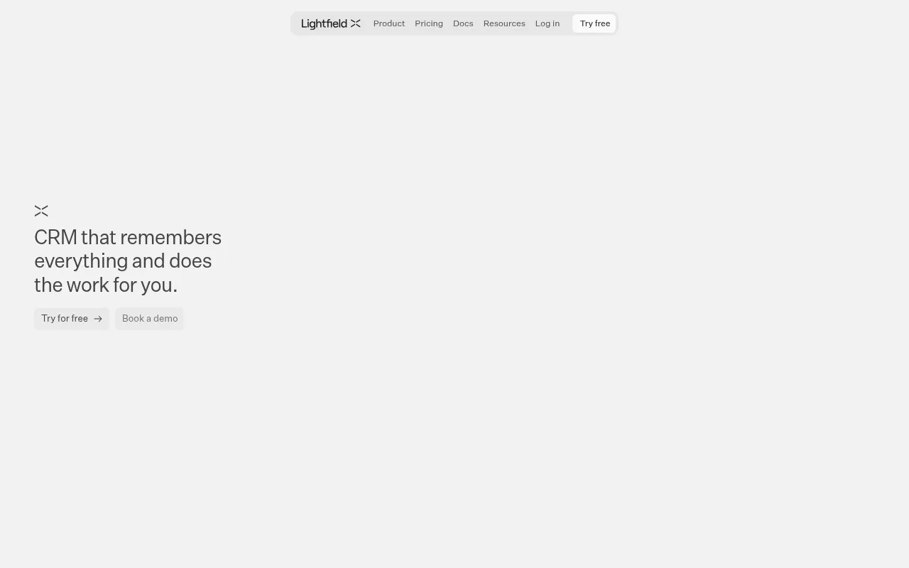Screenshot of Lightfield (lightfield.app) — A new kind of CRM