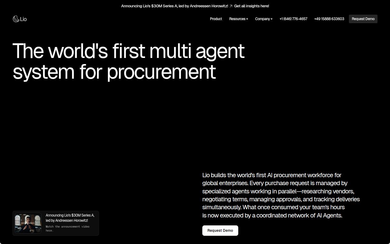 Screenshot of Lio (lio.ai) — Lio