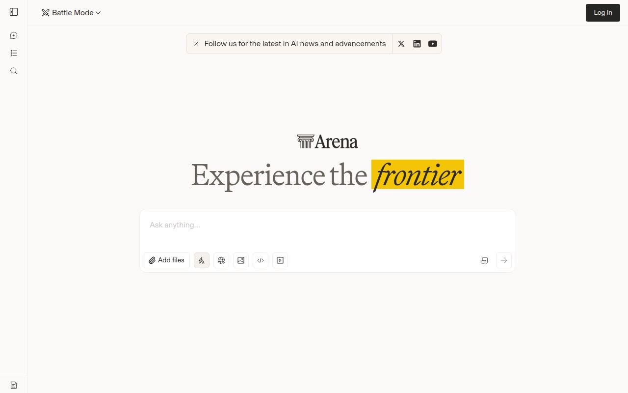 Screenshot of LLMArena (lmarena.ai) — Find the best AI for you