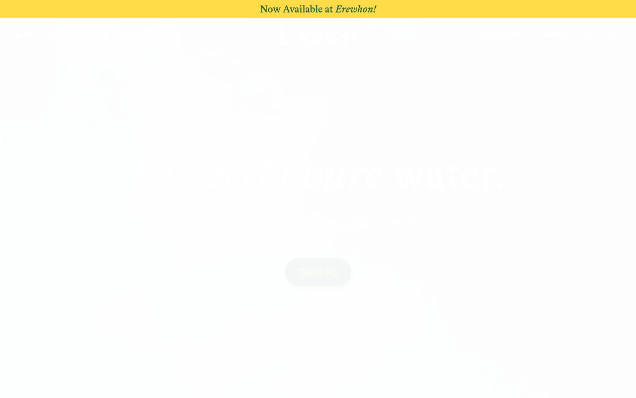 Screenshot of Loonen (loonen.com) — Perfectly pure water