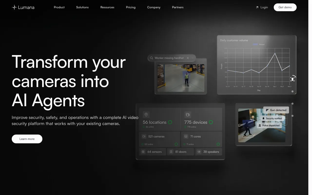 Screenshot of Lumana (lumana.ai) — AI-powered video security