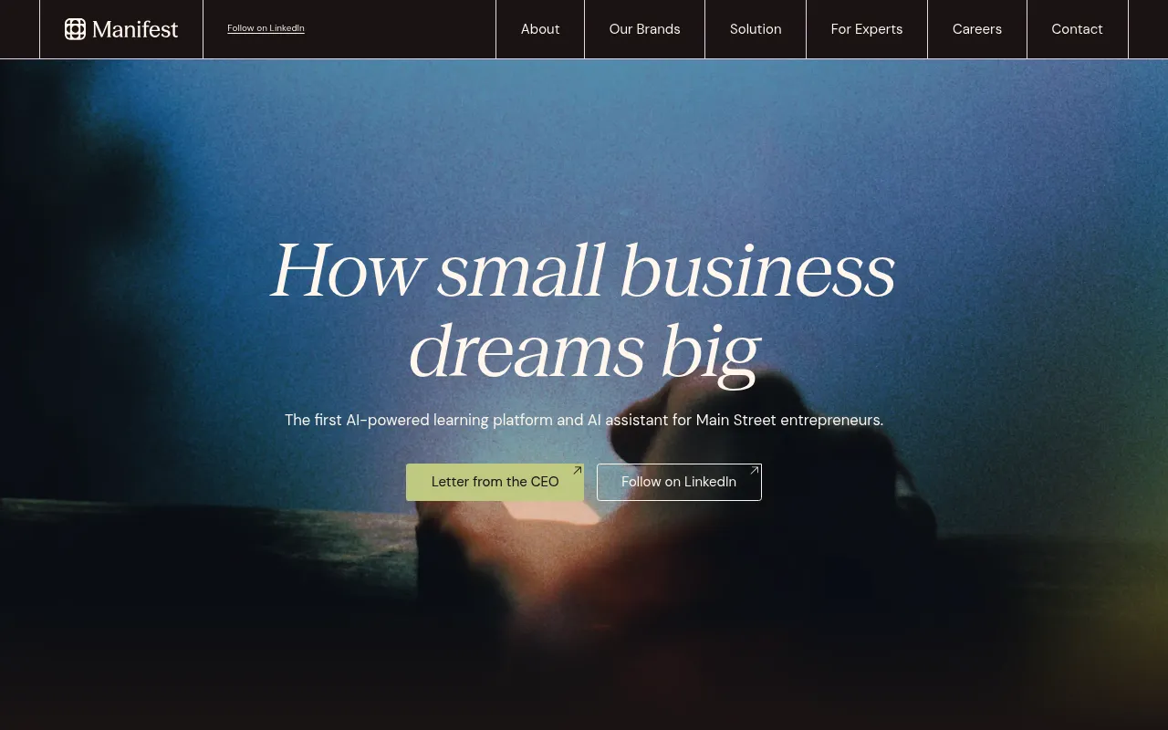 Screenshot of Manifest (manifested.com) — How small business dreams big